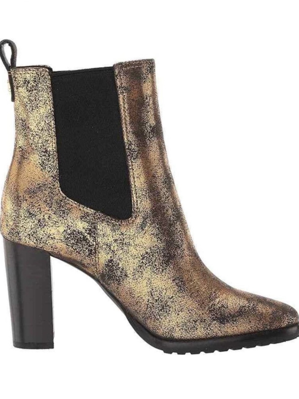 Lauren Ralph Lauren Metallic Gold Chelsea Block Heel Ankle Boot